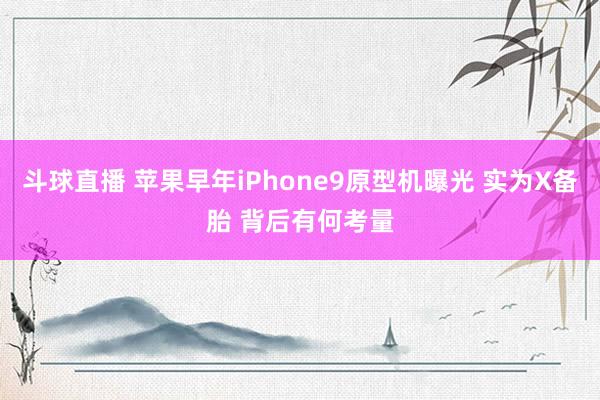 斗球直播 苹果早年iPhone9原型机曝光 实为X备胎 背后有何考量