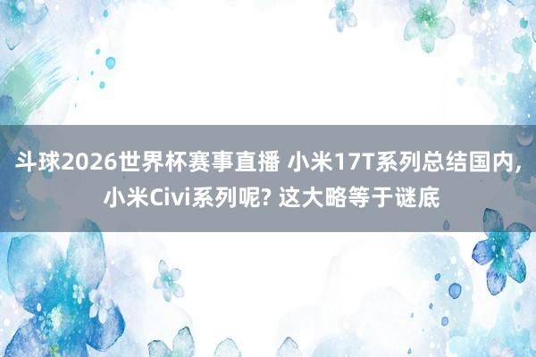 斗球2026世界杯赛事直播 小米17T系列总结国内, 小米Civi系列呢? 这大略等于谜底