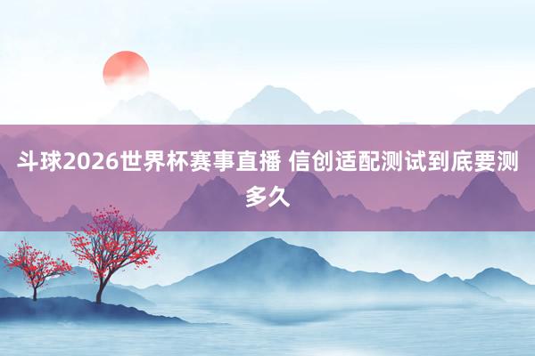 斗球2026世界杯赛事直播 信创适配测试到底要测多久