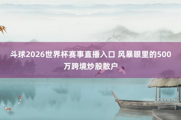 斗球2026世界杯赛事直播入口 风暴眼里的500万跨境炒股散户