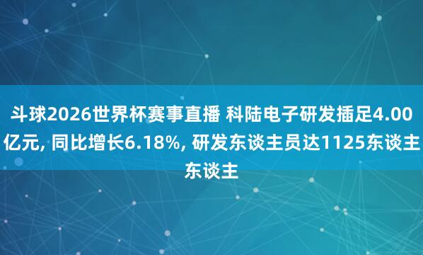 斗球2026世界杯赛事直播 科陆电子研发插足4.00亿元, 同比增长6.18%, 研发东谈主员达1125东谈主