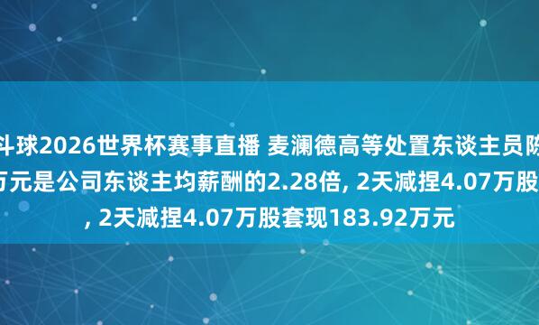 斗球2026世界杯赛事直播 麦澜德高等处置东谈主员陈江宁年薪64.86万元是公司东谈主均薪酬的2.28倍, 2天减捏4.07万股套现183.92万元