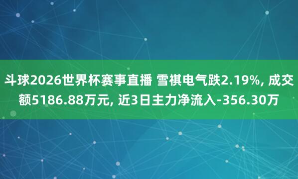 斗球2026世界杯赛事直播 雪祺电气跌2.19%, 成交额5186.88万元, 近3日主力净流入-356.30万