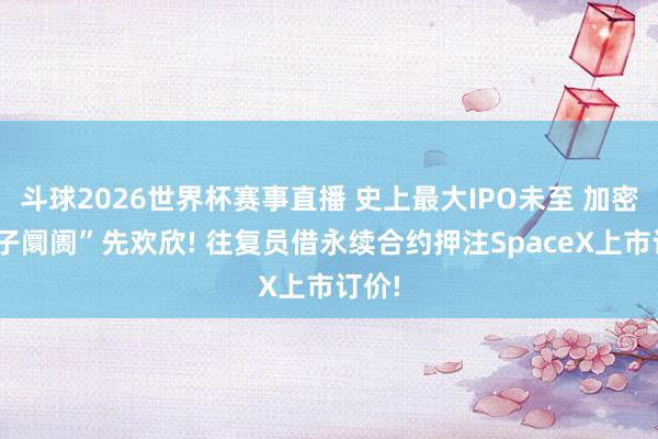 斗球2026世界杯赛事直播 史上最大IPO未至 加密“影子阛阓”先欢欣! 往复员借永续合约押注SpaceX上市订价!
