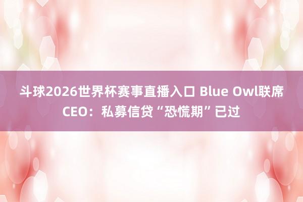 斗球2026世界杯赛事直播入口 Blue Owl联席CEO：私募信贷“恐慌期”已过