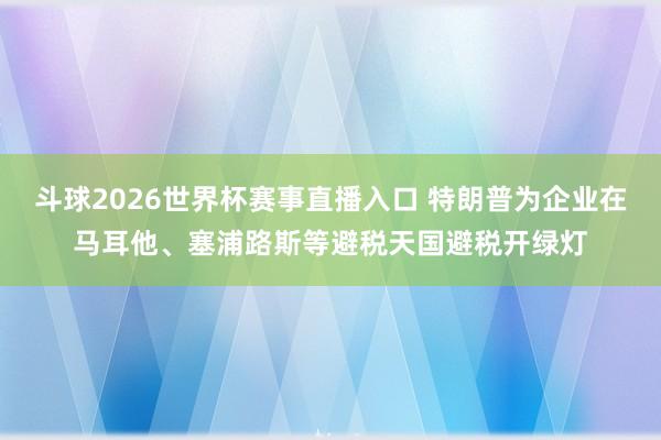 斗球2026世界杯赛事直播入口 特朗普为企业在马耳他、塞浦路斯等避税天国避税开绿灯