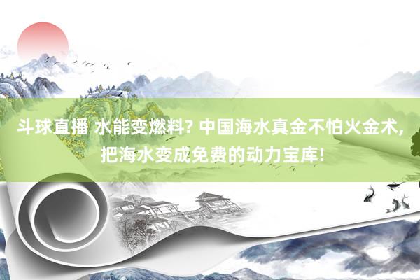 斗球直播 水能变燃料? 中国海水真金不怕火金术, 把海水变成免费的动力宝库!
