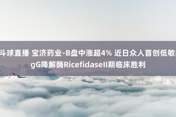 斗球直播 宝济药业-B盘中涨超4% 近日众人首创低敏IgG降解酶RicefidaseII期临床胜利