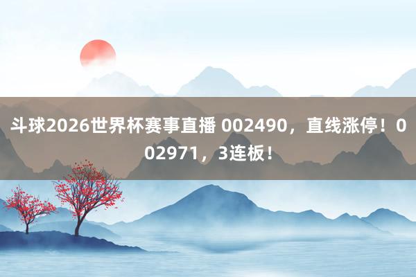 斗球2026世界杯赛事直播 002490，直线涨停！002971，3连板！