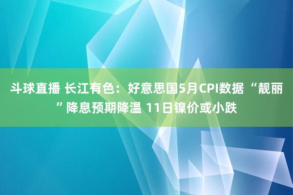 斗球直播 长江有色：好意思国5月CPI数据 “靓丽”降息预期降温 11日镍价或小跌