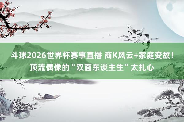 斗球2026世界杯赛事直播 商K风云+家庭变故！顶流偶像的“双面东谈主生”太扎心