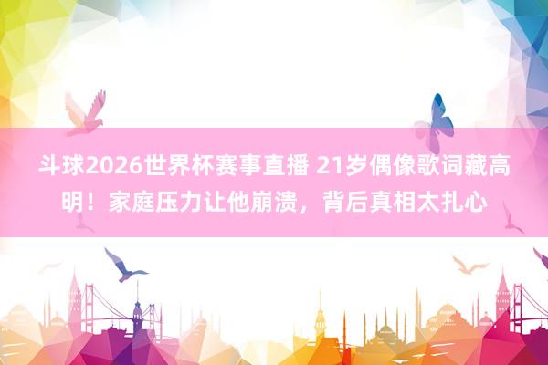 斗球2026世界杯赛事直播 21岁偶像歌词藏高明！家庭压力让他崩溃，背后真相太扎心