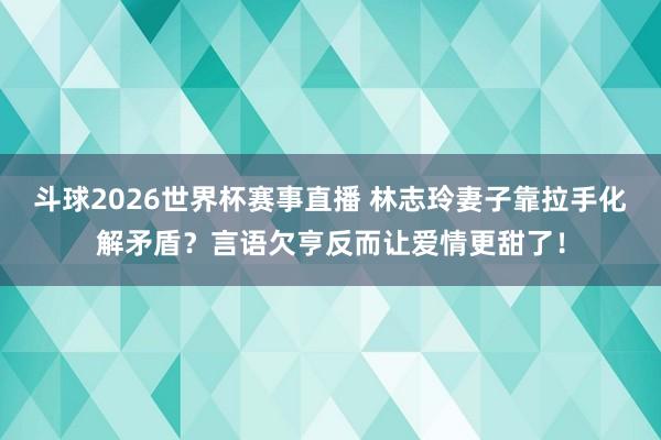 斗球2026世界杯赛事直播 林志玲妻子靠拉手化解矛盾？言语欠亨反而让爱情更甜了！