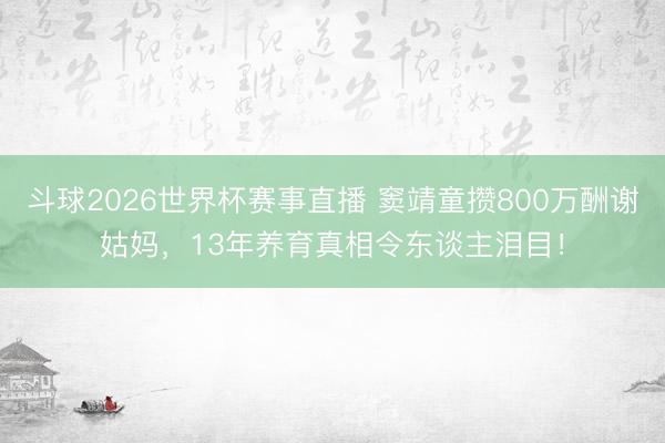 斗球2026世界杯赛事直播 窦靖童攒800万酬谢姑妈，13年养育真相令东谈主泪目！