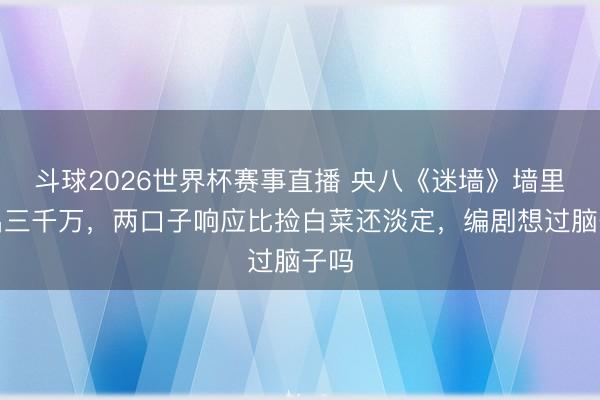 斗球2026世界杯赛事直播 央八《迷墙》墙里砸出三千万,两口子响应比捡白菜还淡定,编剧想过脑子吗