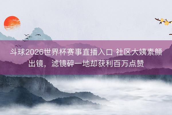 斗球2026世界杯赛事直播入口 社区大姨素颜出镜，滤镜碎一地却获利百万点赞